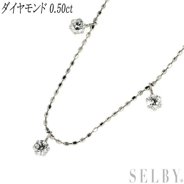 Pt850 Diamond Necklace 0.50ct Station 