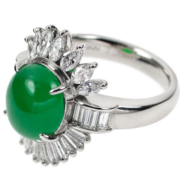 Pt900 Jade Diamond Ring 3.90ct D1.403ct 