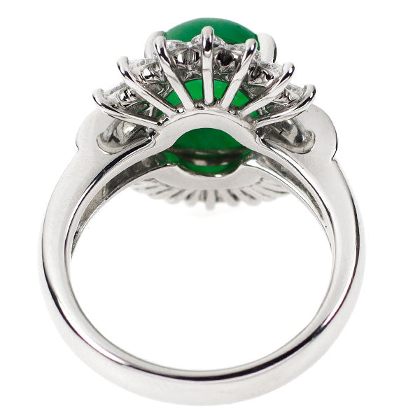 Pt900 Jade Diamond Ring 3.90ct D1.403ct 