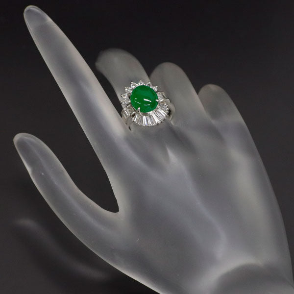 Pt900 Jade Diamond Ring 3.90ct D1.403ct 