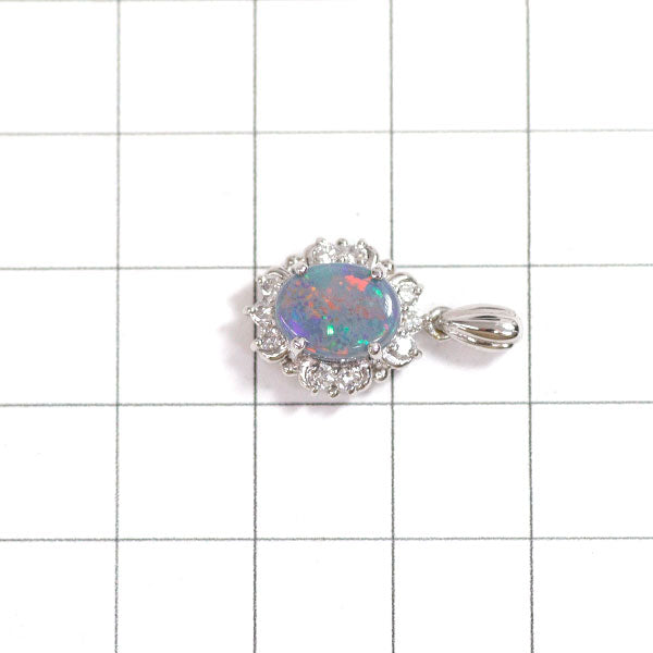 Pt900 Black Opal Diamond Pendant 1.28ct D0.20ct 