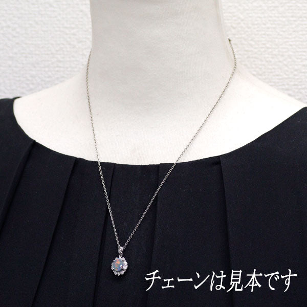 Pt900 ブラックオパール ダイヤモンド ペンダントトップ 1.28ct D0.20ct