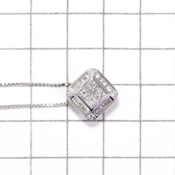 Pt900/ Pt850 Diamond Pendant Necklace 1.14ct 