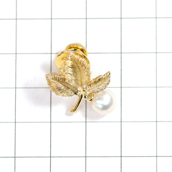 MIKIMOTO K18YG Akoya pearl brooch, diameter approx. 7.2mm, plant 