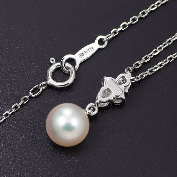 Mikimoto K18WG Akoya pearl diamond pendant necklace diameter approx. 7.2mm 