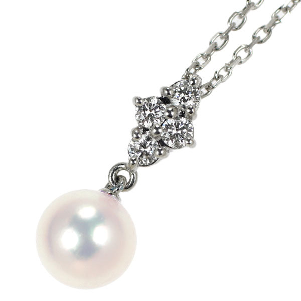 Mikimoto K18WG Akoya pearl diamond pendant necklace diameter approx. 7.2mm 