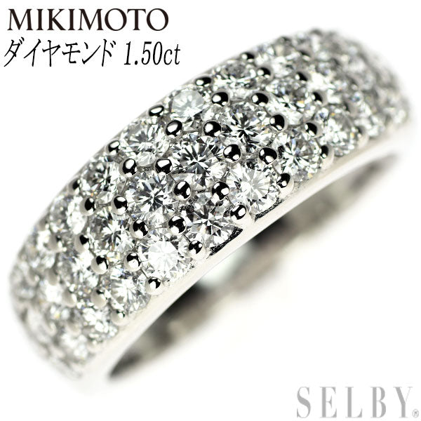 MIKIMOTO K18WG Diamond Ring 1.50ct Pavé 