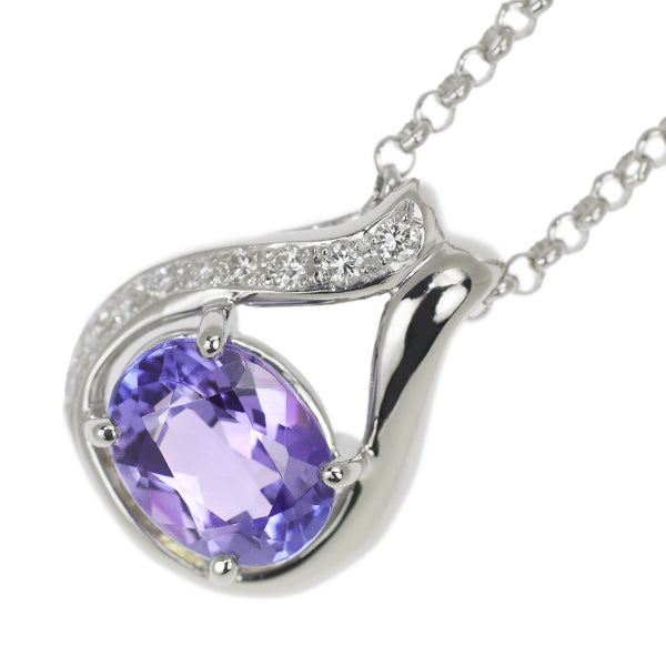 Tasaki Pearl Pt Tanzanite Diamond Pendant Necklace 1.83ct D0.08ct 