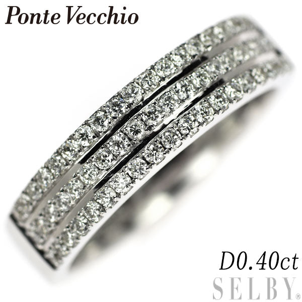 Ponte Vecchio K18WG Diamond Ring 0.40ct Micro Setting 