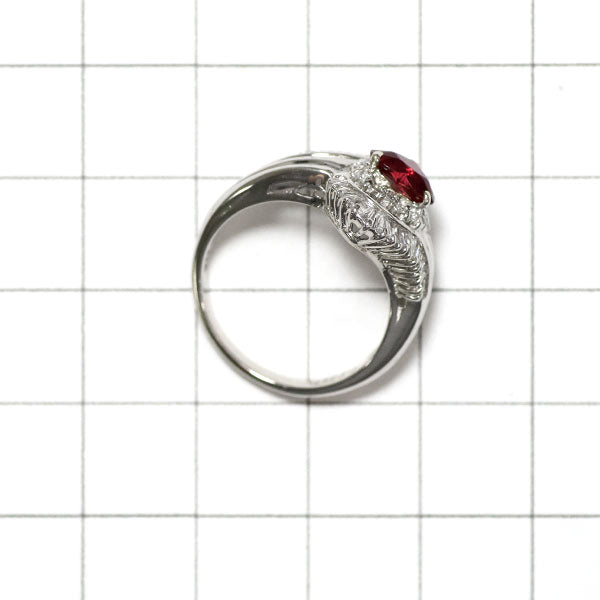 Pt900 Heart Shape Ruby Diamond Ring 0.793ct D0.54ct 