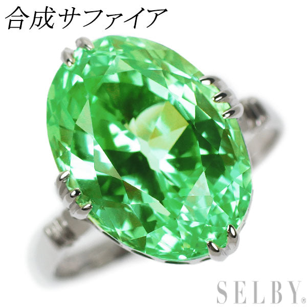 K14WG Synthetic Sapphire Ring, Vintage Product, Senbon-kashi 