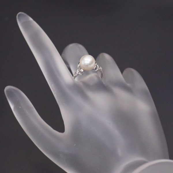 MIKIMOTO K14WG Akoya pearl ring, diameter approx. 8.8mm 