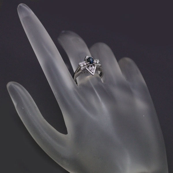 希少 Pt900 アレキサンドライトキャッツアイ ダイヤモンド リング 0.28ct D0.56ct