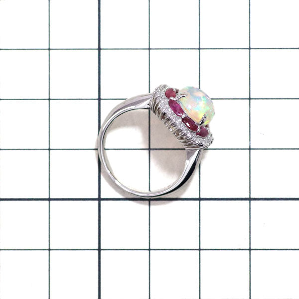 Pt900 Opal Ruby Diamond Ring 2.088ct R0.84ct D0.29ct 