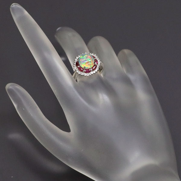 Pt900 Opal Ruby Diamond Ring 2.088ct R0.84ct D0.29ct 