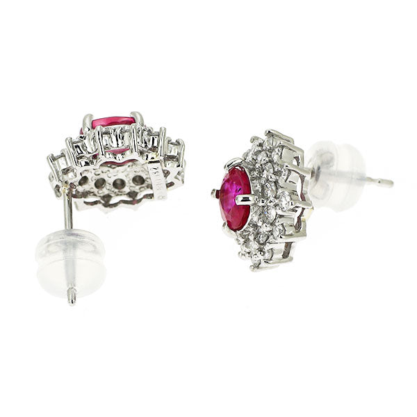 Pt900 Ruby Diamond Earrings 1.15ct D0.64ct 