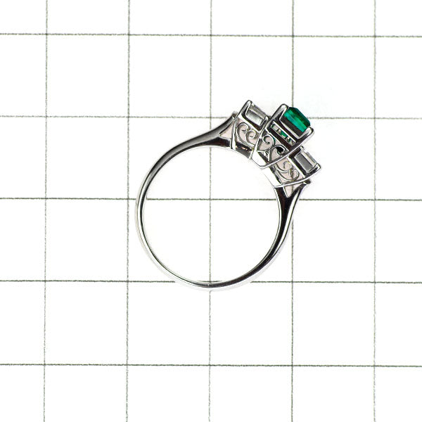 Pt900 Emerald Diamond Ring 0.56ct D0.60ct 