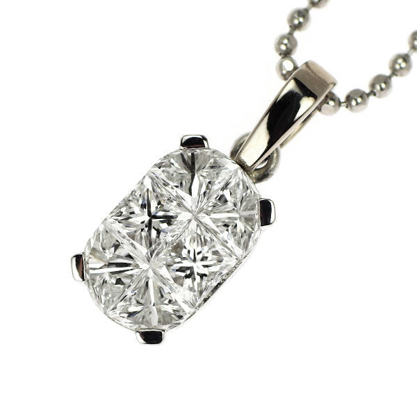 K18WG/ Pt ダイヤモンド ペンダントネックレス 1.08ct ミステリーセッティング