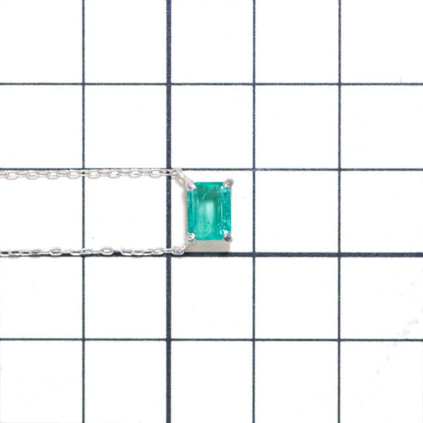 Pt900/ Pt850 Emerald Pendant Necklace 1.01ct 