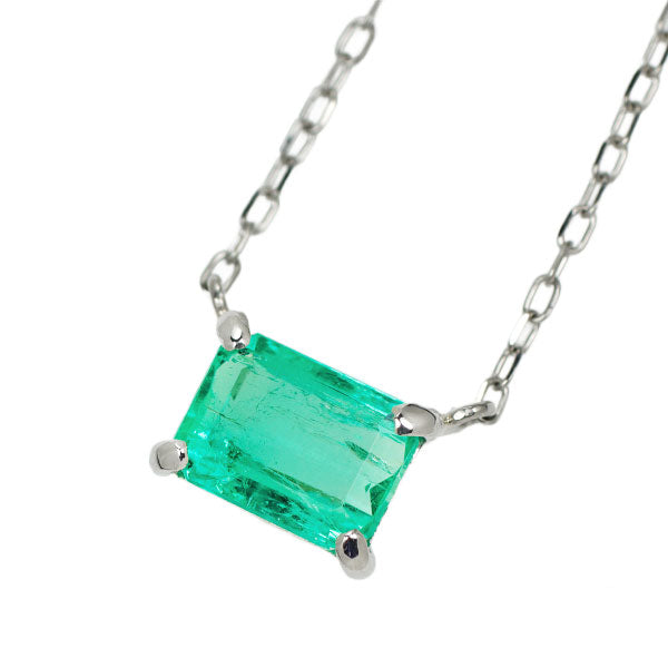 Pt900/ Pt850 Emerald Pendant Necklace 1.01ct 