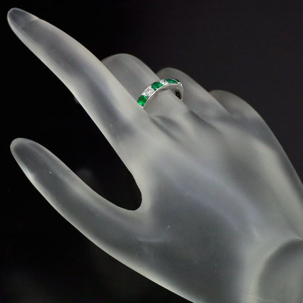 Pt900 Emerald Diamond Ring 0.36ct D0.20ct 