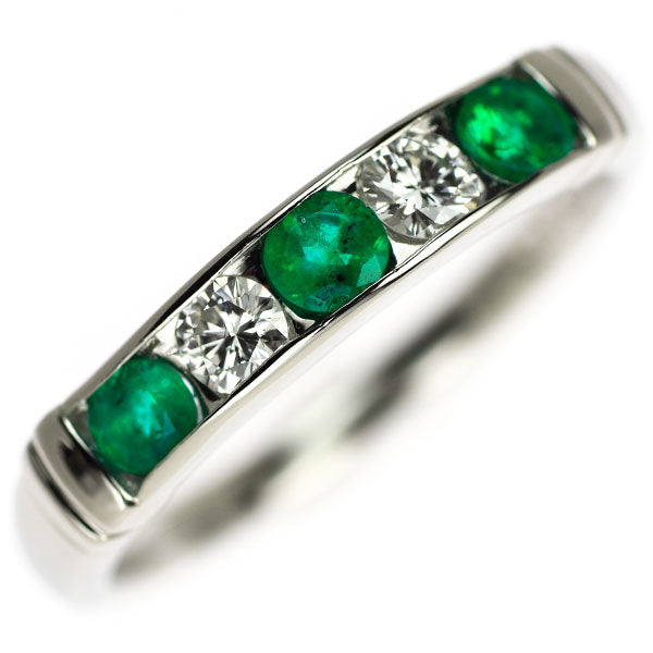 Pt900 Emerald Diamond Ring 0.36ct D0.20ct 