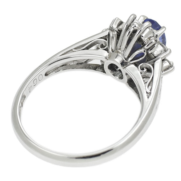 Pt900 Sapphire Diamond Ring 0.64ct D0.29ct 