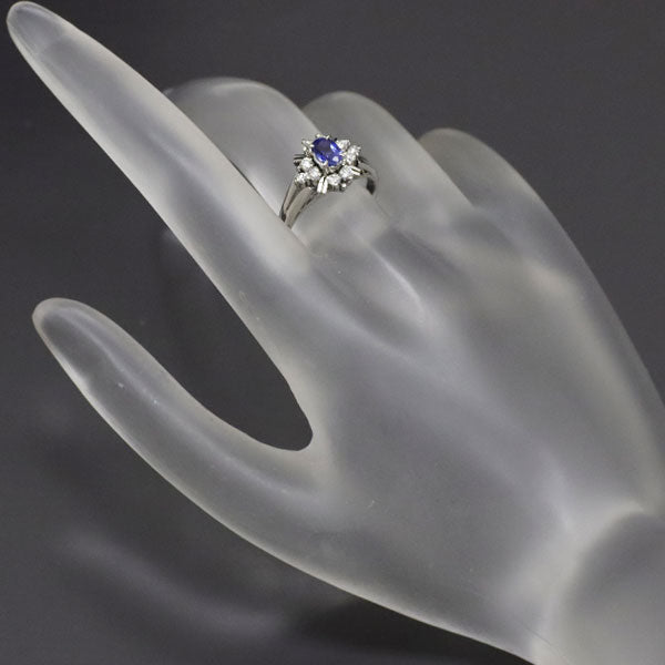 Pt900 Sapphire Diamond Ring 0.64ct D0.29ct 