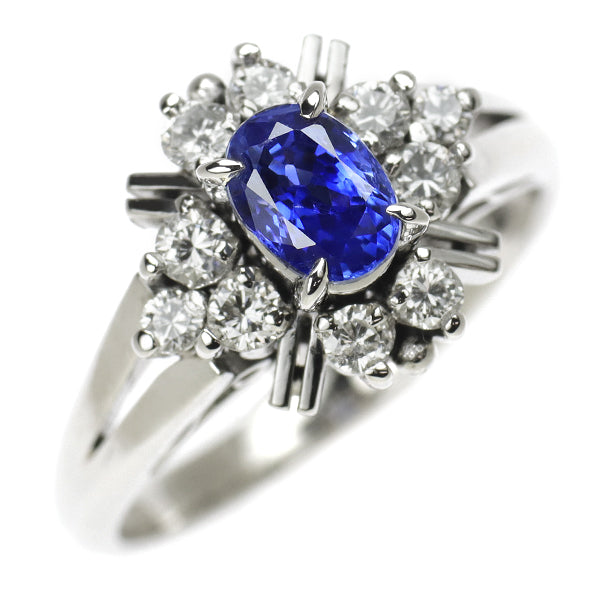 Pt900 Sapphire Diamond Ring 0.64ct D0.29ct 