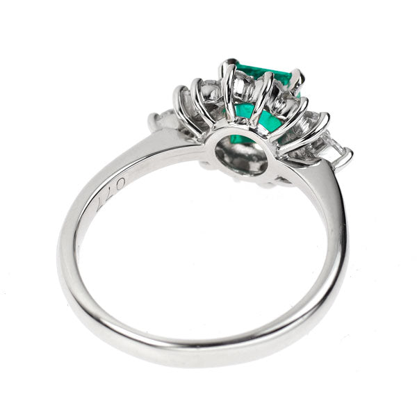 Pt900 Emerald Diamond Ring 0.77ct D0.42ct 