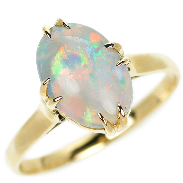 K18YG Opal Ring Showa Retro Senbon-sukashi 