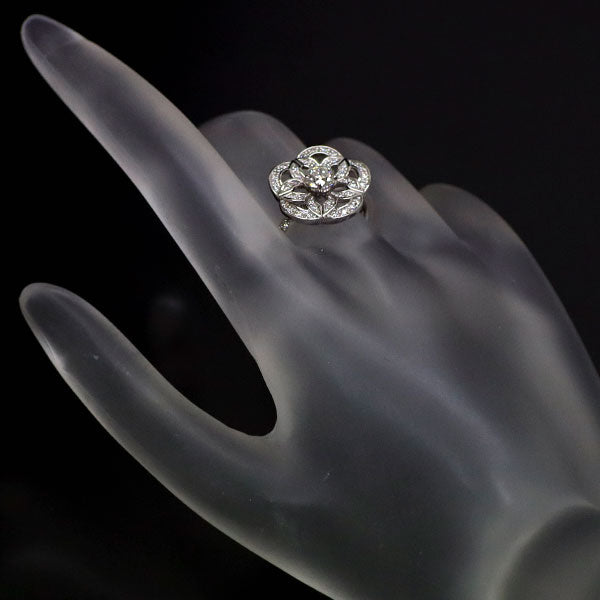 Pt900 Diamond Ring 0.462ct H SI2 G D0.32ct Flower 