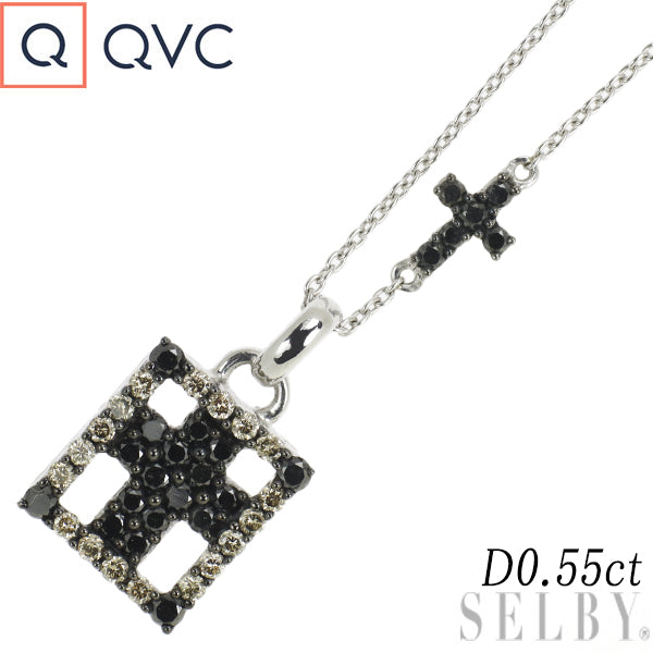 QVC K18WG ブラック/ブラウン ダイヤモンド ペンダントネックレス 0.55ct クロス – セルビーオンラインストア