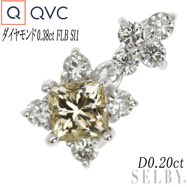 QVC K18WG プリンセスカット ダイヤモンド ペンダントトップ 0.38ct FLB SI1 D0.20ct – セルビーオンラインストア