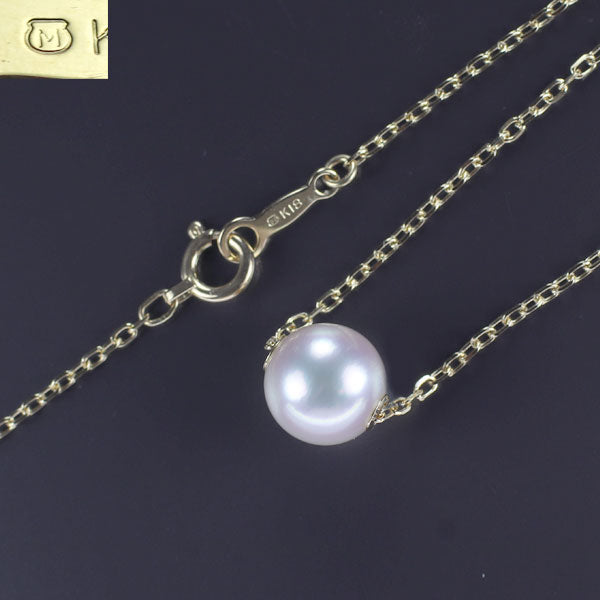 Mikimoto K18YG Akoya pearl pendant necklace, diameter approx. 8.0mm 