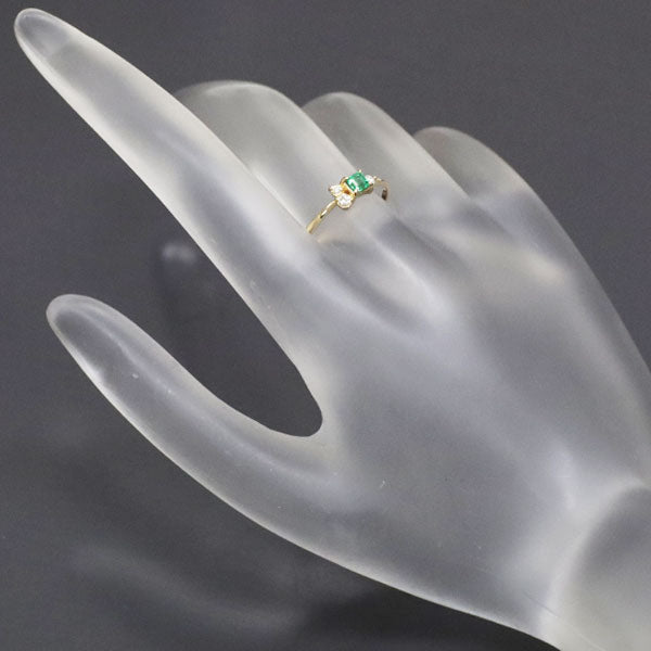 K18YG Emerald Diamond Ring 0.163ct D0.08ct 