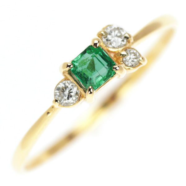 K18YG Emerald Diamond Ring 0.163ct D0.08ct 