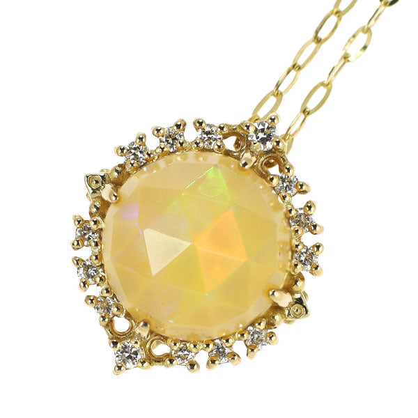 Justela K18YG Rose Cut Opal Diamond Pendant Necklace D0.08ct 