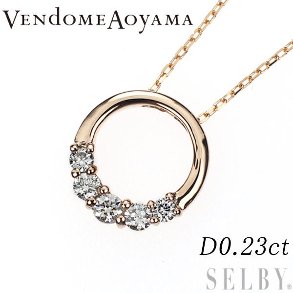 Vendome Aoyama K18PG Diamond Pendant Necklace 0.23ct 