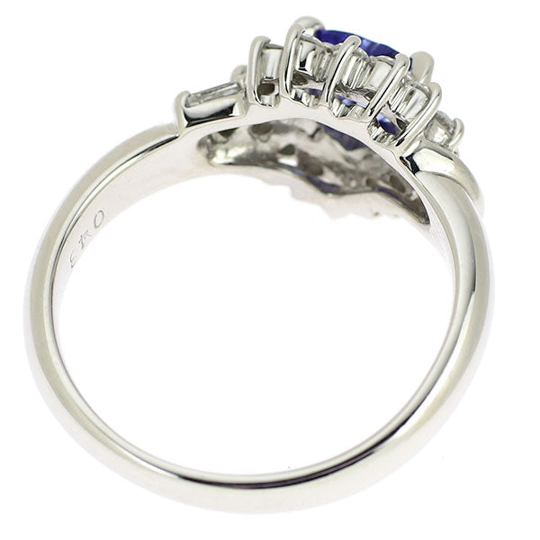 Pt900 Heart Shape Tanzanite Diamond Ring 0.48ct D0.27ct 