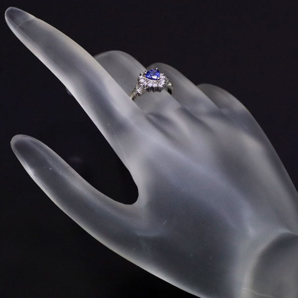 Pt900 Heart Shape Tanzanite Diamond Ring 0.48ct D0.27ct 