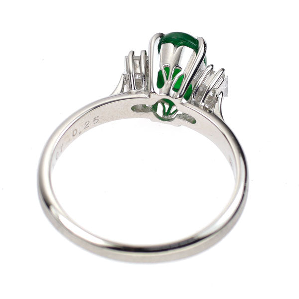 Pt900 Jade Diamond Ring 1.07ct D0.25ct 