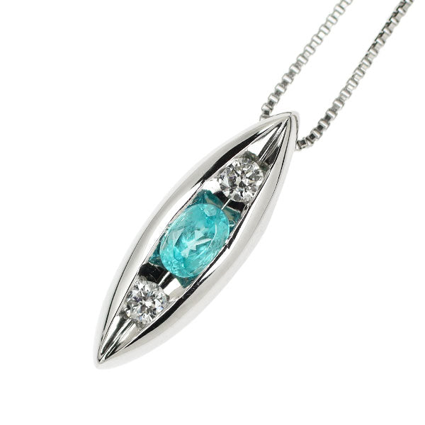 Rare Pt Paraiba Tourmaline Diamond Pendant Necklace 0.15ct D0.07ct 