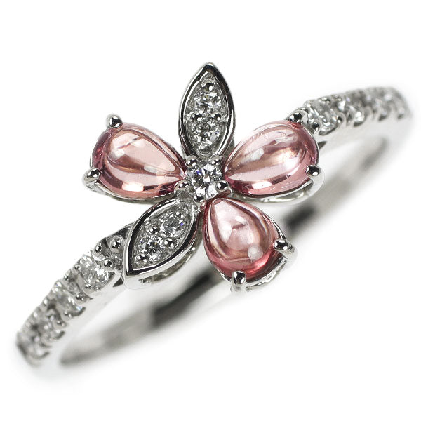 Pt950 Pink Sapphire Diamond Ring 0.57ct D0.16ct Flower 