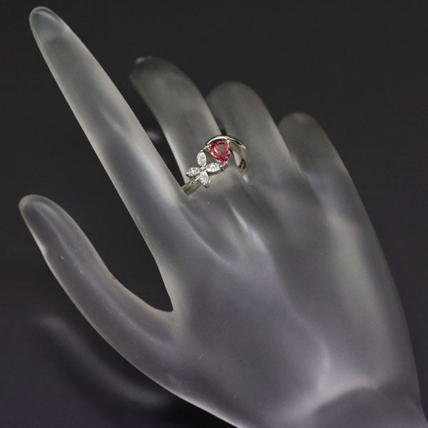 Pt900 Unheated Pink Sapphire Diamond Ring 0.641ct D0.25ct 