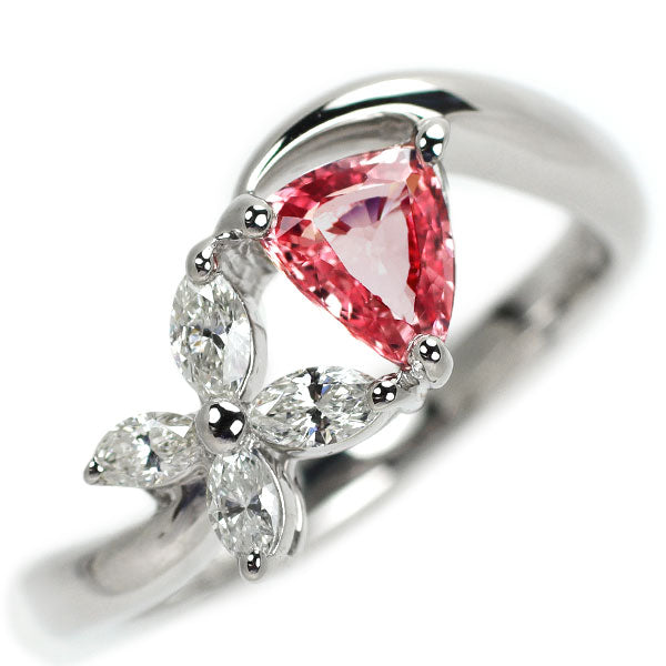 Pt900 Unheated Pink Sapphire Diamond Ring 0.641ct D0.25ct 