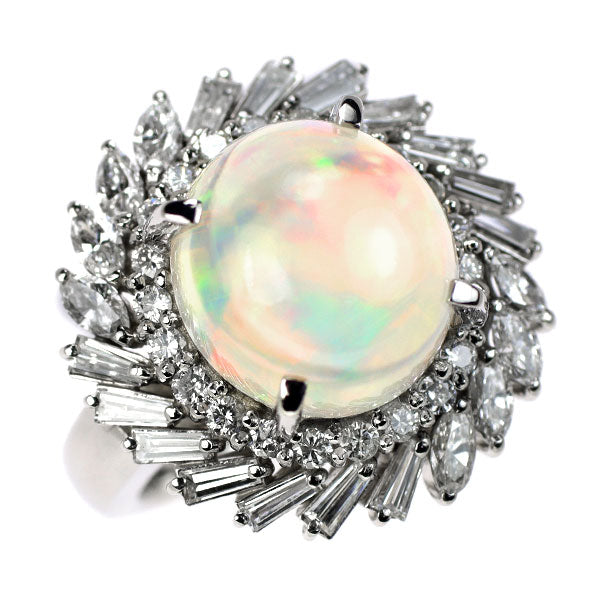 Pt900 Opal Diamond Ring 5.98ct D1.41ct 