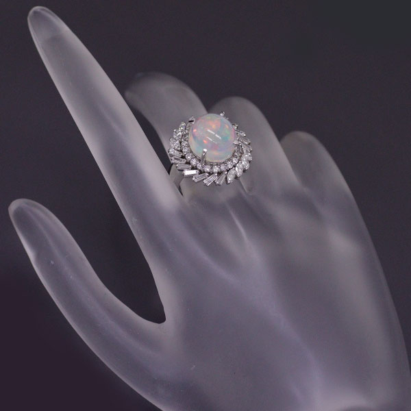 Pt900 Opal Diamond Ring 5.98ct D1.41ct 