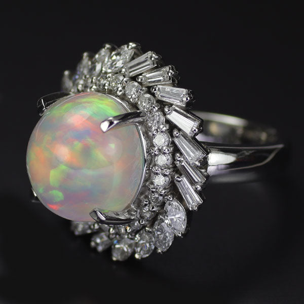 Pt900 Opal Diamond Ring 5.98ct D1.41ct 