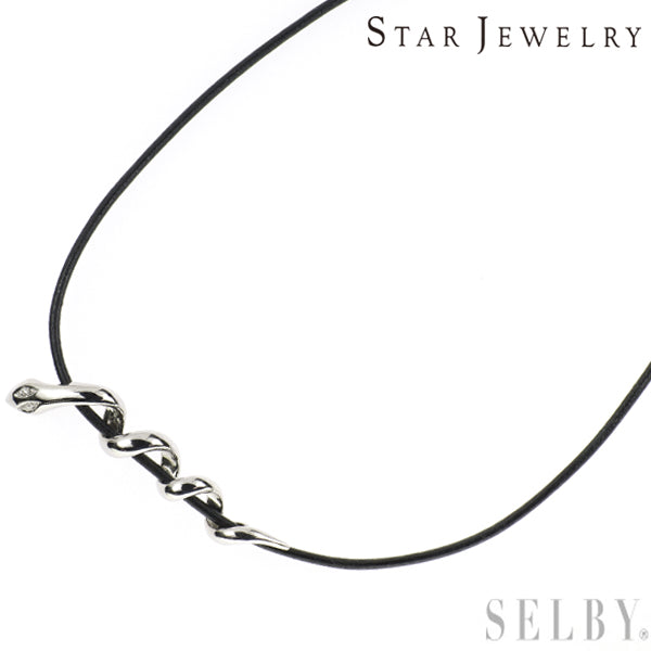 Star Jewelry Black Cord / K18WG Diamond Necklace Snake 